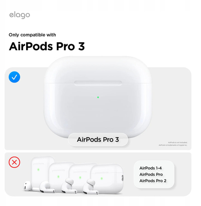 Mbulesë Elago për AirPods Pro 3, kutizë TPU Clear me karabinë, transparente
