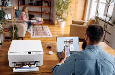 Printer multifunksional Canon PIXMA TS6550i, inkjet color, Wi-Fi, i bardhë