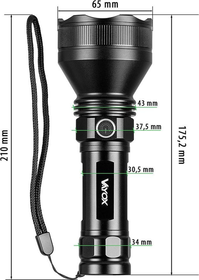 Dritë taktike Vayox VA0109 Pro Series, 20W, 1900lm, e zezë