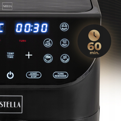 Fritezë ajri Stella STAF-1500-6-C, 6 litra, 1500W, e zezë