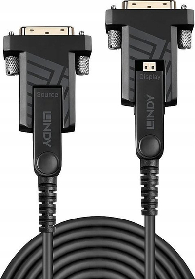 Kabllo HDMI Lindy Fibre Optic Hybrid, 70m, 18G 4K, e zezë