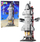 Lodër blloqe Lean Toys Space Rocket 3882, 107 copë, raketë me kullë lëshimi, gri e bardhë
