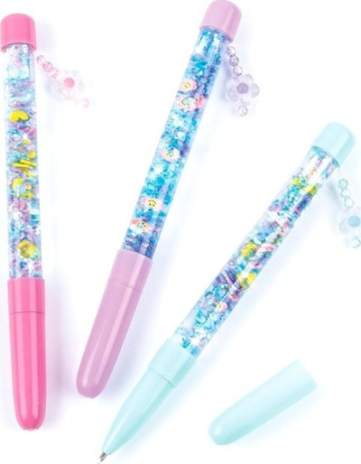 Set kreativ Make It Real DIY Floaty Pens, 3 stilolapsa me xixa, për personalizim, shumëngjyrësh