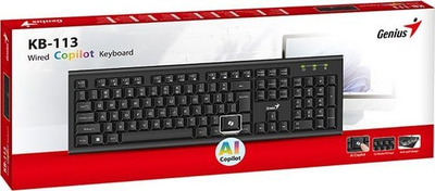 Tastierë Genius KB-113 COPILOT, me kabllo USB, profil i ulët, e zezë