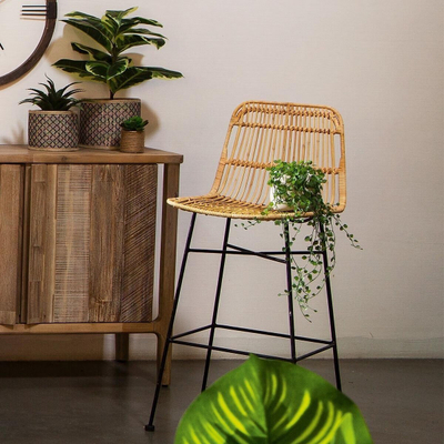 Karrige metalike rattan Atmosphera Kubu, 88cm, natyrale