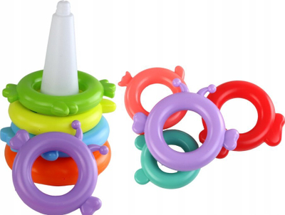 Lodër piramidë Leantoys Unicorn, 8 unaza, shumëngjyrëshe