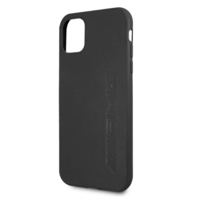 Mbulesë telefoni Mercedes AMG me lëkurë, e stampuar me nxehtësi, për iPhone 11, 6.1", e zezë
