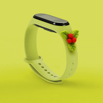 Byzylyk zëvendësues Hurtel Strap Xmas për Xiaomi Mi Band 4 edhe Mi Band 3, silikon, jeshil me motiv Krishtlindjesh