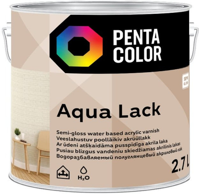 Llak akrilik Penta Color Aqua Lack, me bazë uji, gjysmë i shkëlqyeshëm, 2.7L