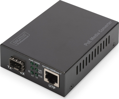 Konvertues rrjeti Digitus Gigabit PoE, RJ45, port SFP, i zi
