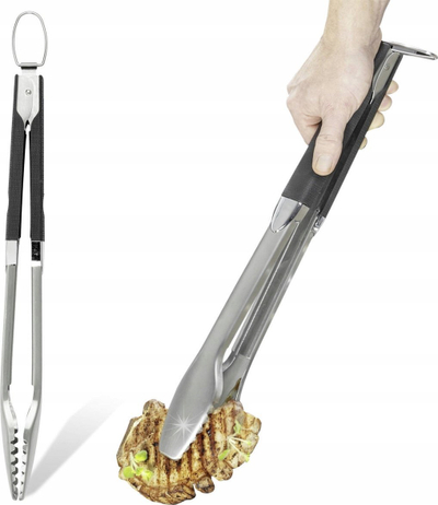Set aksesorësh për grill Maximex, lugë dhe pincë 45 cm, çelik inox, me doreza të zeza