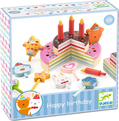 Kek lodër druri Small Foot Birthday Cake, set për me bo gati tortën, shumëngjyrësh