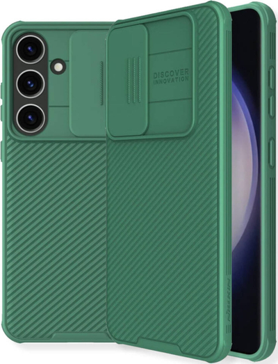 Mbrojtëse telefoni Nillkin CamShield Pro për Samsung Galaxy S24, me kapak kamere që rrëshqet, PC + TPU, jeshile