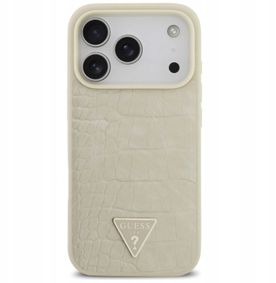 Mbulesë telefoni Guess Croco Triangle Logo MagSafe për iPhone 17 Pro, gold