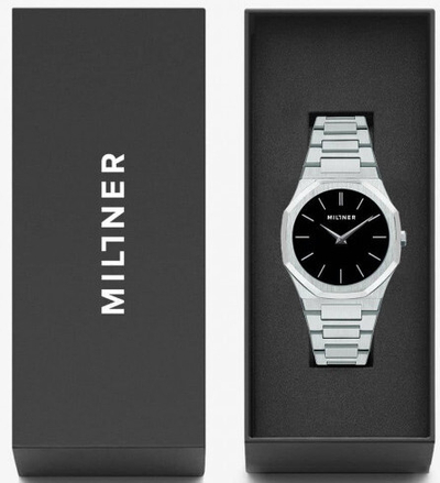 Orë dore Millner Oxford Silver Black, 40 mm