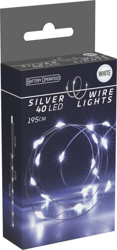 Dekor për Krishtlindje me drita LED, 40 LED, 195cm, me bateri, dritë e bardhë e ftohtë