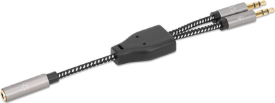 Kabllo adapter për kufje Ugreen, 3.5 mm audio edhe mikrofon, ndarës Y, ngjyrë e zezë me argjend