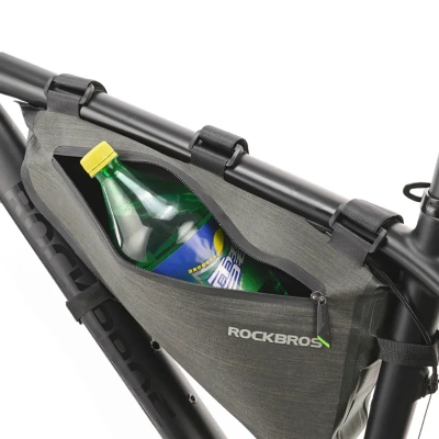 Çantë për kornizë biçiklete Rockbros AS-017, 5L, që s’e merr uji, jeshile e errët