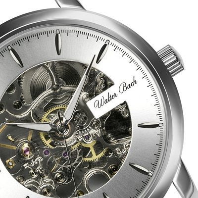 Orë dore për femra Walter Bach Bretten Silver Steel Automatic Wbb-4518, e argjendtë