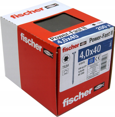 Vidhosje druri Fischer Power Fast II 670170, 4mm, 40mm, çelik i galvanizuar, 200 copë
