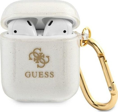 Kuti mbrojtëse Guess GUA2UCG4GT Transparent Glitter Collection për AirPods 1/2