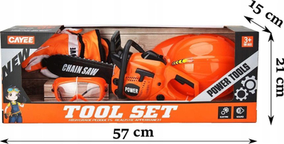 Set lodrash druriprerësi Cayee Tool Set, sharrë me zinxhir 40 cm, me zë dhe drita, portokalli