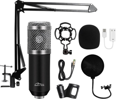 Set mikrofoni Media-Tech MT397S, kondensator, USB, ngjyrë e zezë