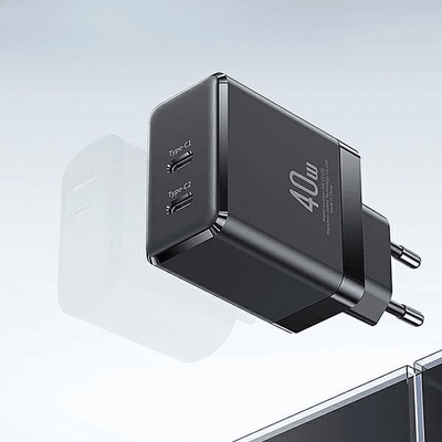 Karikues muri USAMS T54, 2x USB-C, 40W PD, i bardhë
