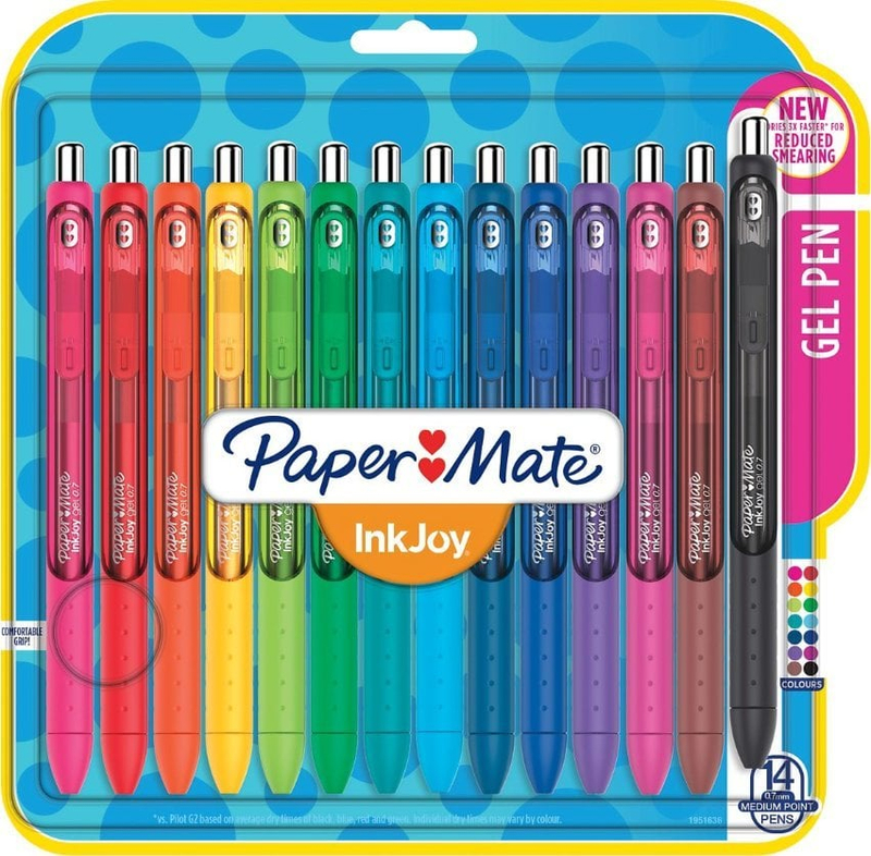 Set stilolapsa xheli Paper Mate InkJoy Gel M, 14 copë, shumëngjyrësh