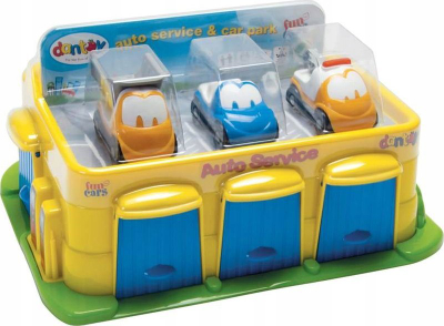 Set loje Dantoy Garage Yellow Auto Service 7520, garazh plastik me 3 makina, i verdhë