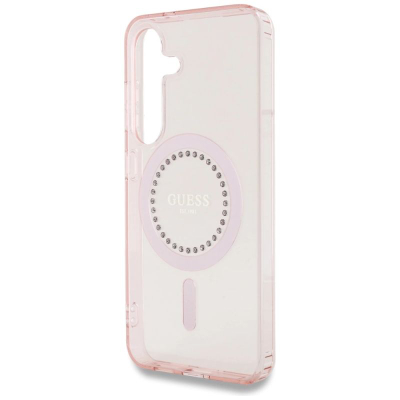 Mbulesë telefoni Guess Guhms25Spftdtep për Samsung S25, me magnet, me rhinestones, rozë