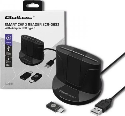 Lexues kartash me çip Qoltec SCR-0632, USB Type C, i zi