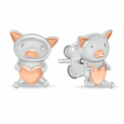 Vathë për femra Brilio Silver Piggy with Heart EA1226W, të argjendtë