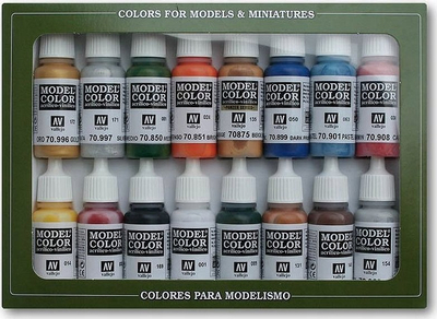 Set boje akrilike Vallejo Model Color Val70101, 16 copë, Folkstone Basics