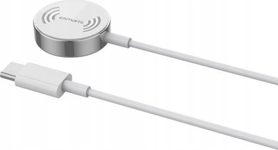 Karikues magnetik për smartwatch 4smarts 462550, USB C, kabllo 1m, i bardhë me argjend