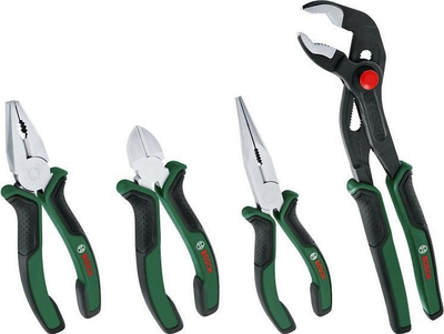 Set pinca Bosch 4 pjesë 1600A02W7K, çelik karboni, doreza ergonomike