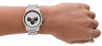 Orë dore për meshkuj Armani Exchange Banks AX1742, e argjendtë