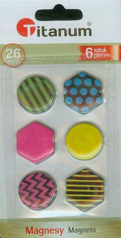 Magnetë për tabela, 26mm, 6 copë, shumëngjyrësh