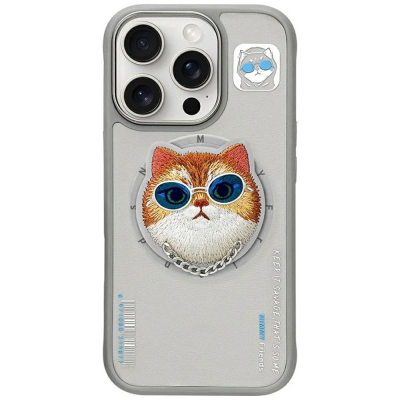 Mbulesë telefoni Nimmy Glasses Cool Cat, për iPhone 16 Pro Max, MagSafe, gri