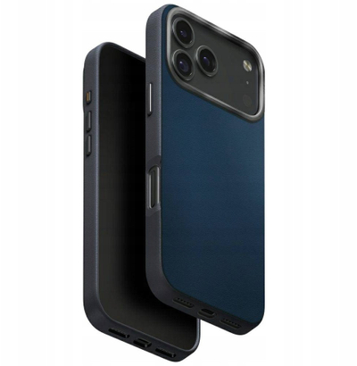 Kukullë telefoni Uniq Lyden DS për iPhone 17 Pro, Magclick, TPU me lëkurë eko, blu