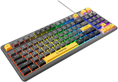 Tastierë gaming Rampage CYCLONE, USB, RGB, membranë, gri e zezë me të verdhë