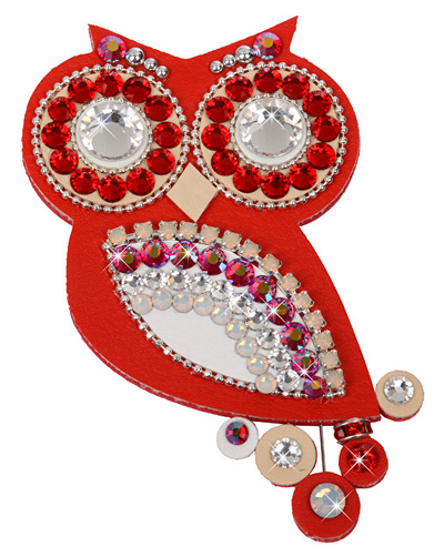 Brosh Owls, i kuq, 7.5 x 5.5 cm, woman