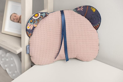 Jastëk për karrocë Sensillo Waffle Boho, 33x26 cm, pambuk, rozë e pistë