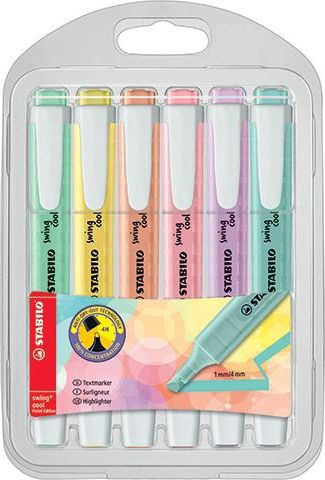 Markerë Stabilo Highlighter SwingCool Pastel, 6 ngjyra