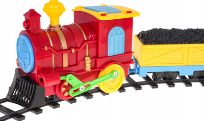 Set tren lodër RoGer Cartoon Train, me drita edhe tinguj, me shina rreth, shumëngjyrësh
