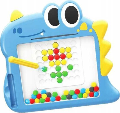 Tabllo magnetike WOOPIE Dino MagPad, mozaik me pika, lodër Montessori, blu