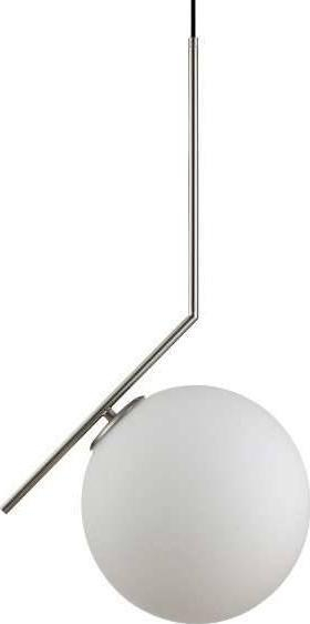 Lampë varëse Italux Fabio M SN, E27 11W, metal argjendi, xham i bardhë