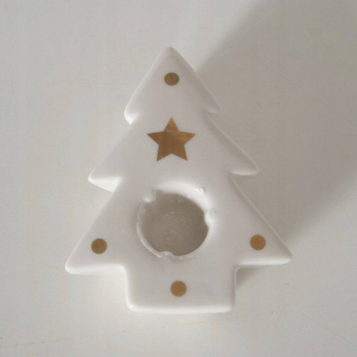 Mbajtëse qirinjsh Boltze Home, porcelan, në formë bredhi, e bardhë