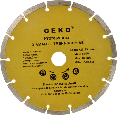 Диск за сечење со дијамант GEKO 180mm, сегментиран, отвор 22.2mm