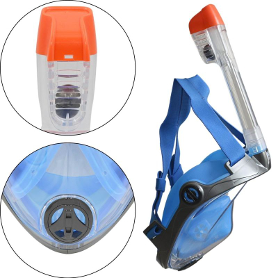 Maskë snorkelingu Best Sporting Snorkel Mask, për fytyrë komplet, për të rritur, blu me të zezë